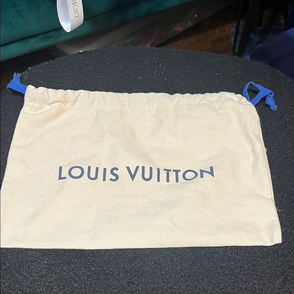 Louis Vuitton Tan Pouch with Blue Accents